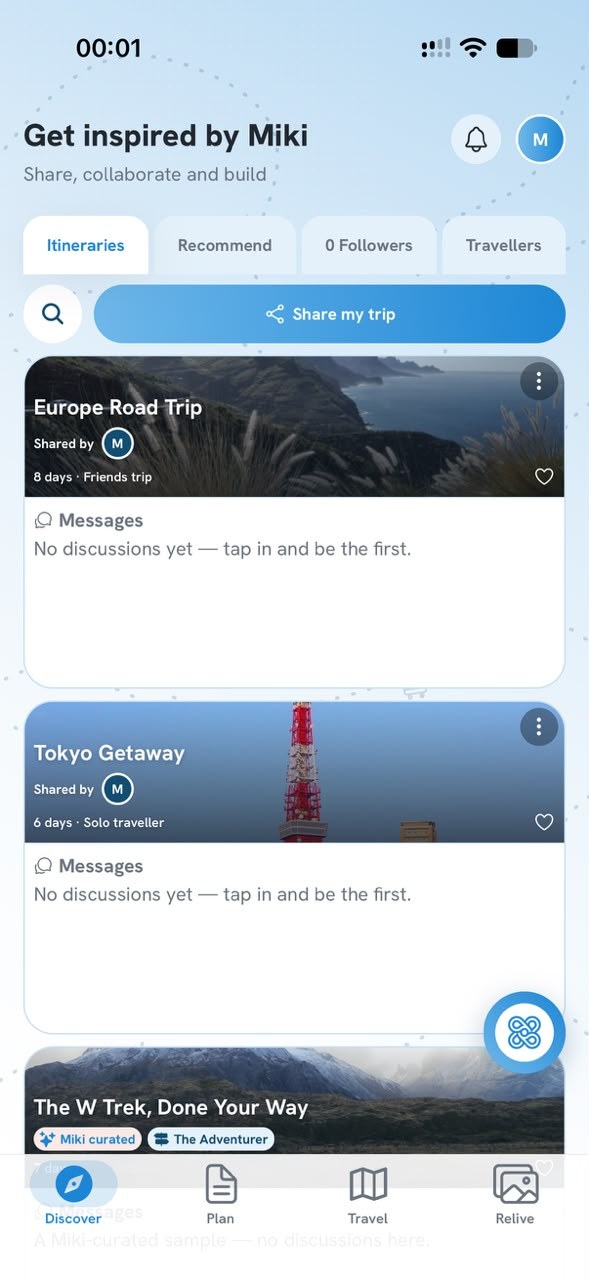 Discover: trips shared by other travellers